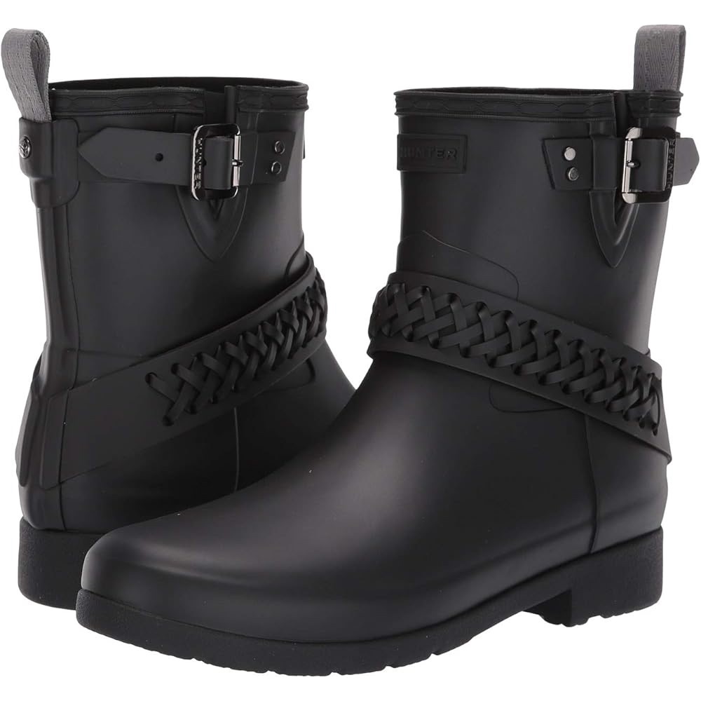 Hunter Refined Stud Biker Short Boots Waterproof Handcrafted Matte Black 6